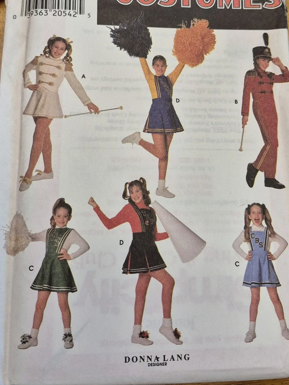 Simplicity 7739 Sewing Pattern Cheerleader Majorette Costumes Girls Sz 7, 8, 10